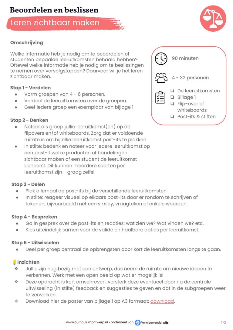 Preview van de opdracht Leeruitkomsten zichtbaar maken